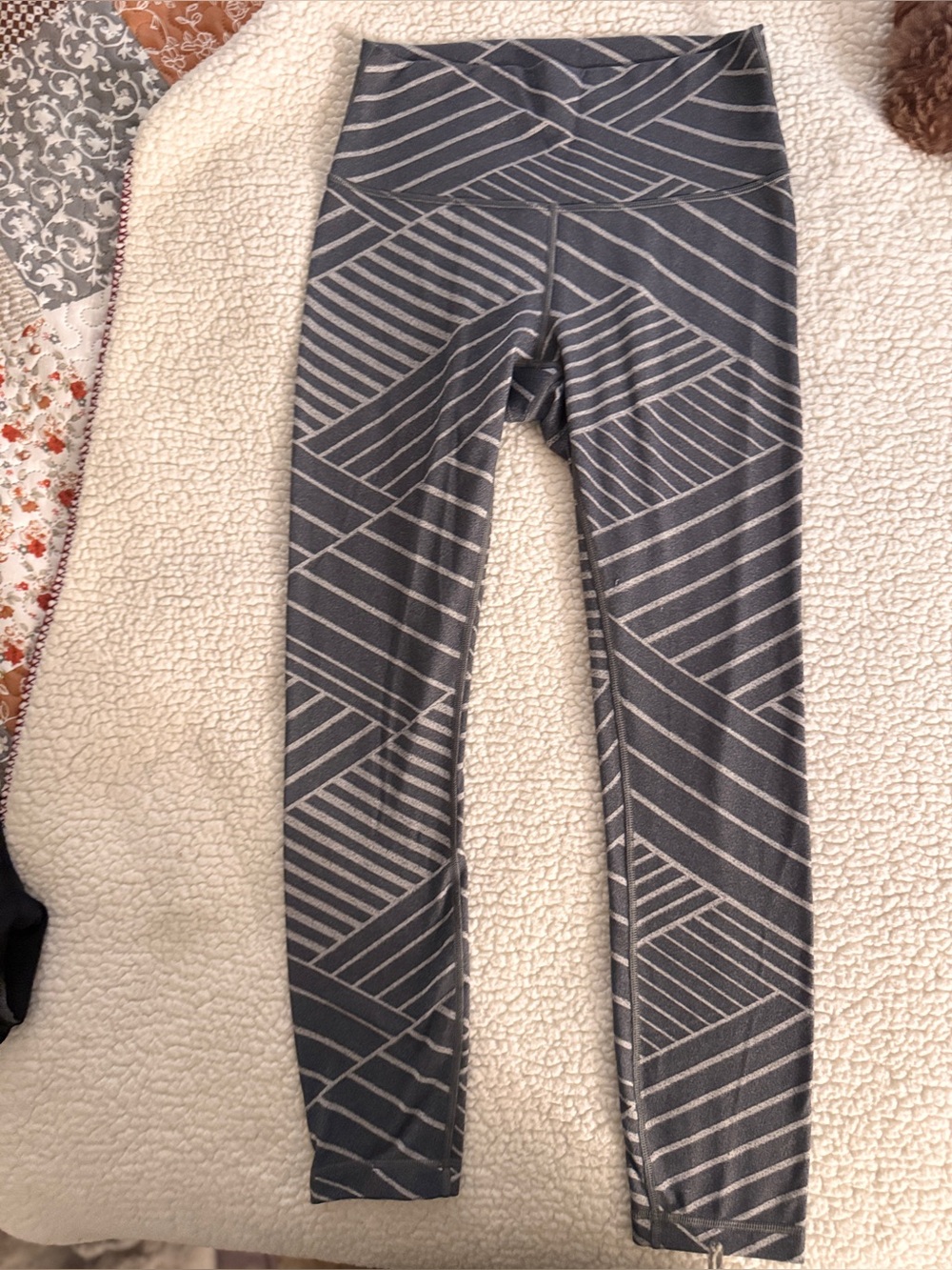 lululemon athletica Gray Geometric Striped Leggings